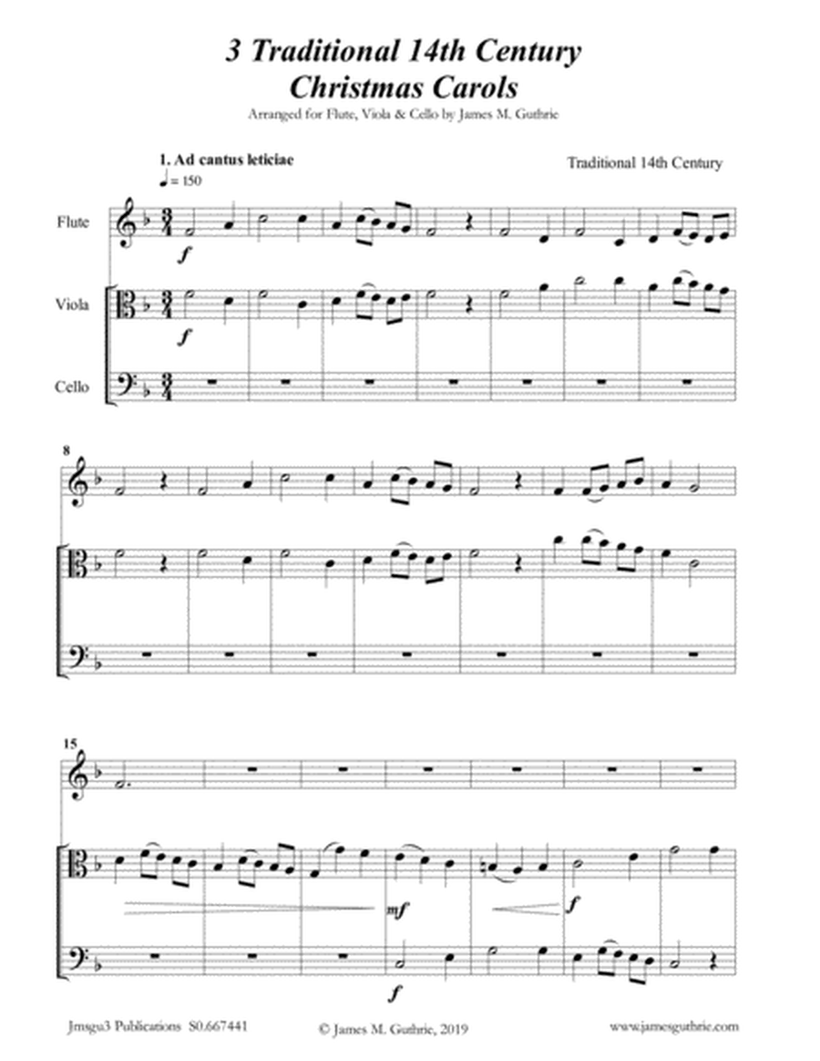 3 Traditional 14th Century Christmas Carols for Flute, Viola & Cello image number null