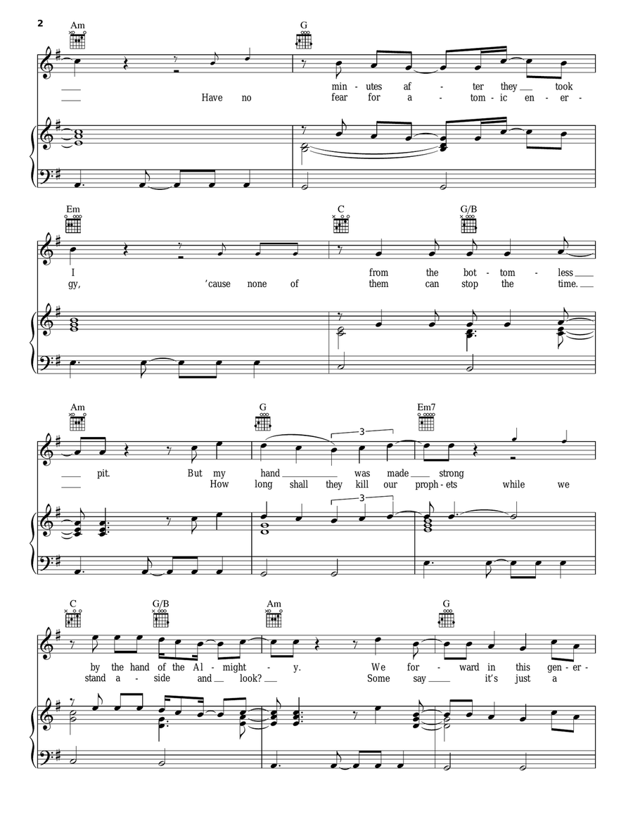 Redemption Song Piano, Vocal, Guitar scores gallery preview page 2