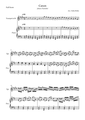 Canon - Johann Pachelbel (Wedding/Reduced Version) for Trumpet in Bb Solo and Piano Accompaniment