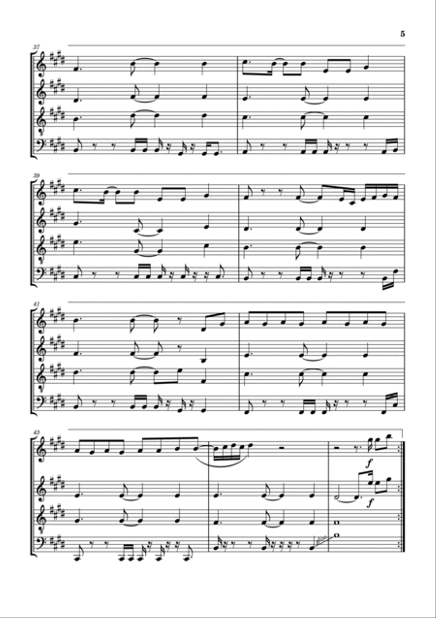 Forget Me Saxophone Quartet scores gallery preview page 6