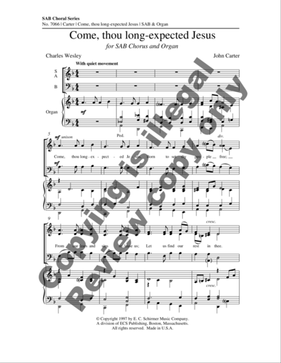 Come, Thou Long-Expected Jesus 3-Part scores gallery preview page 5