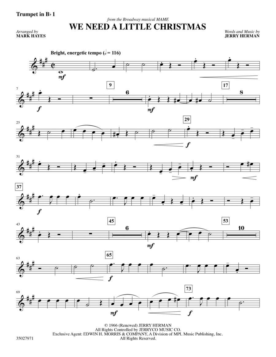 We Need a Little Christmas - Bb Trumpet 1 Choir scores gallery preview page 1