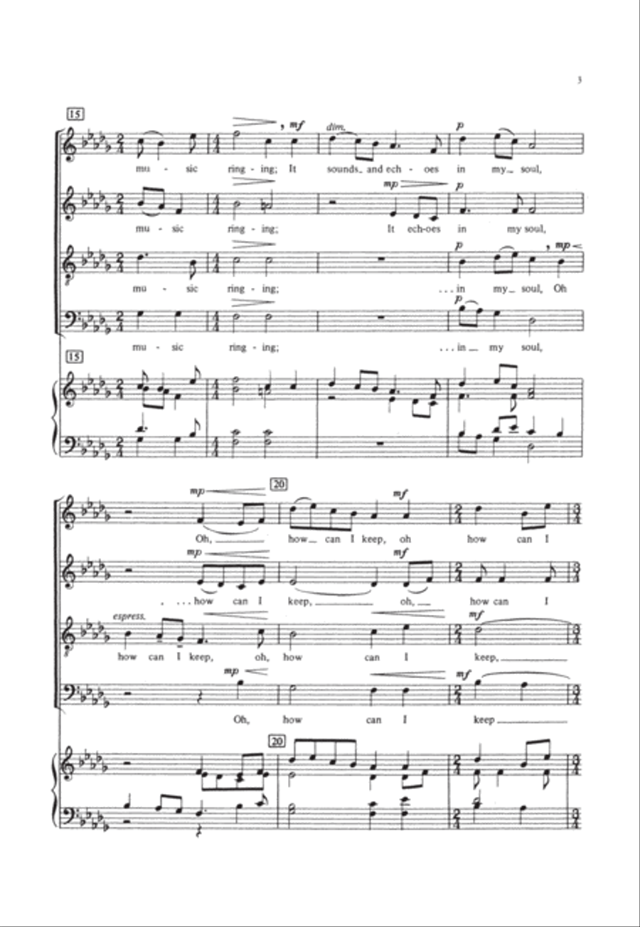 Oh, how can I keep from singing? 4-Part scores gallery preview page 3