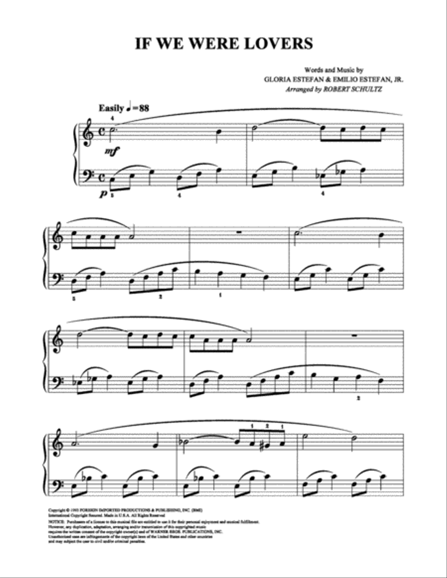 If We Were Lovers If We Were Lovers Easy Piano scores gallery preview page 1