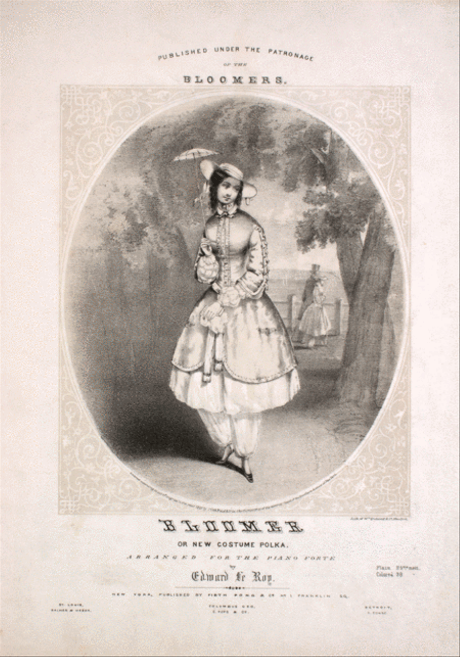 Bloomer, or, New Costume Polka. Published Under the Patronage of the Bloomers Piano Solo scores gallery preview page 1