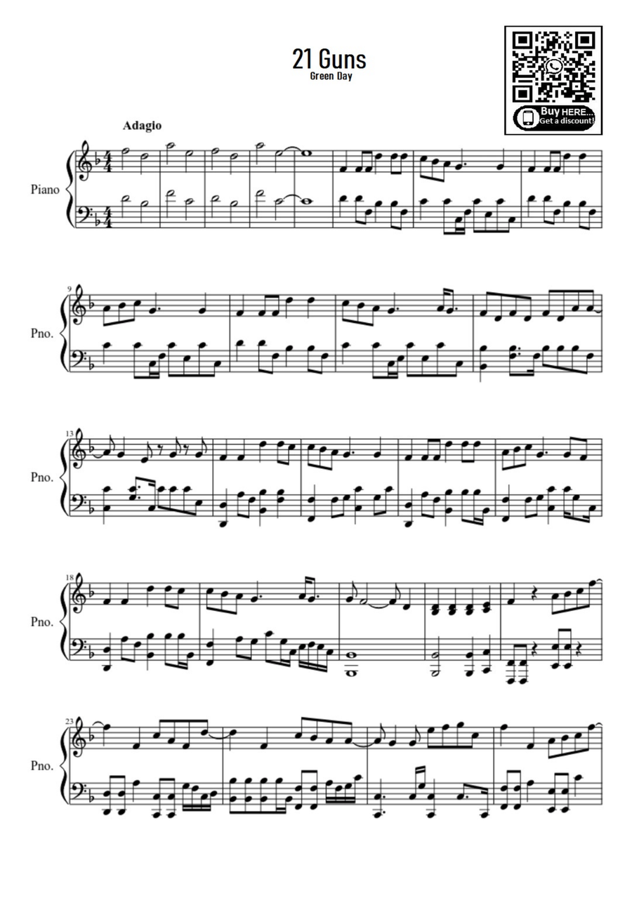 21 Guns 21 Guns Easy Piano scores gallery preview page 1