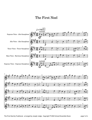 The First Noel for Saxophone Quartet in Schools
