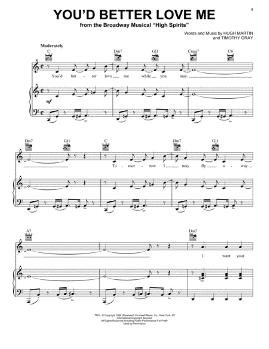 You'd Better Love Me Piano, Vocal, Guitar scores gallery preview page 1