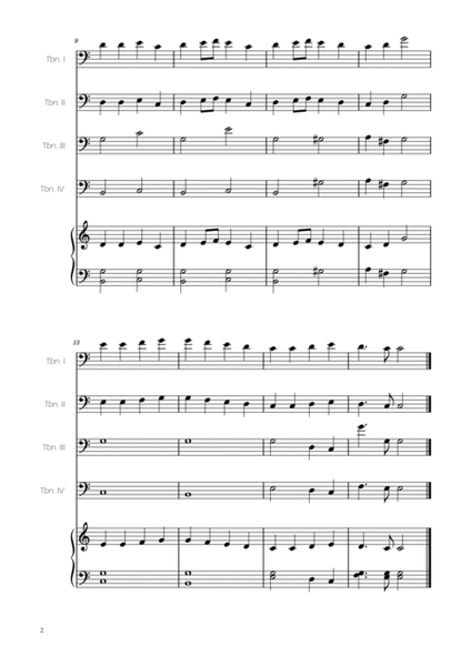 Ode To Joy - Easy Trombone Quartet w/ piano accompaniment image number null