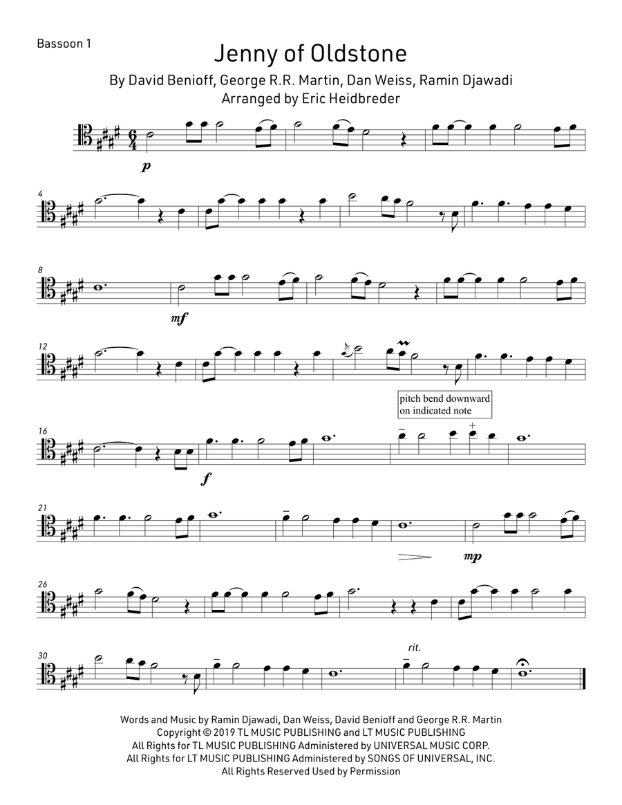 Jenny Of Oldstones Woodwind Quartet scores gallery preview page 1