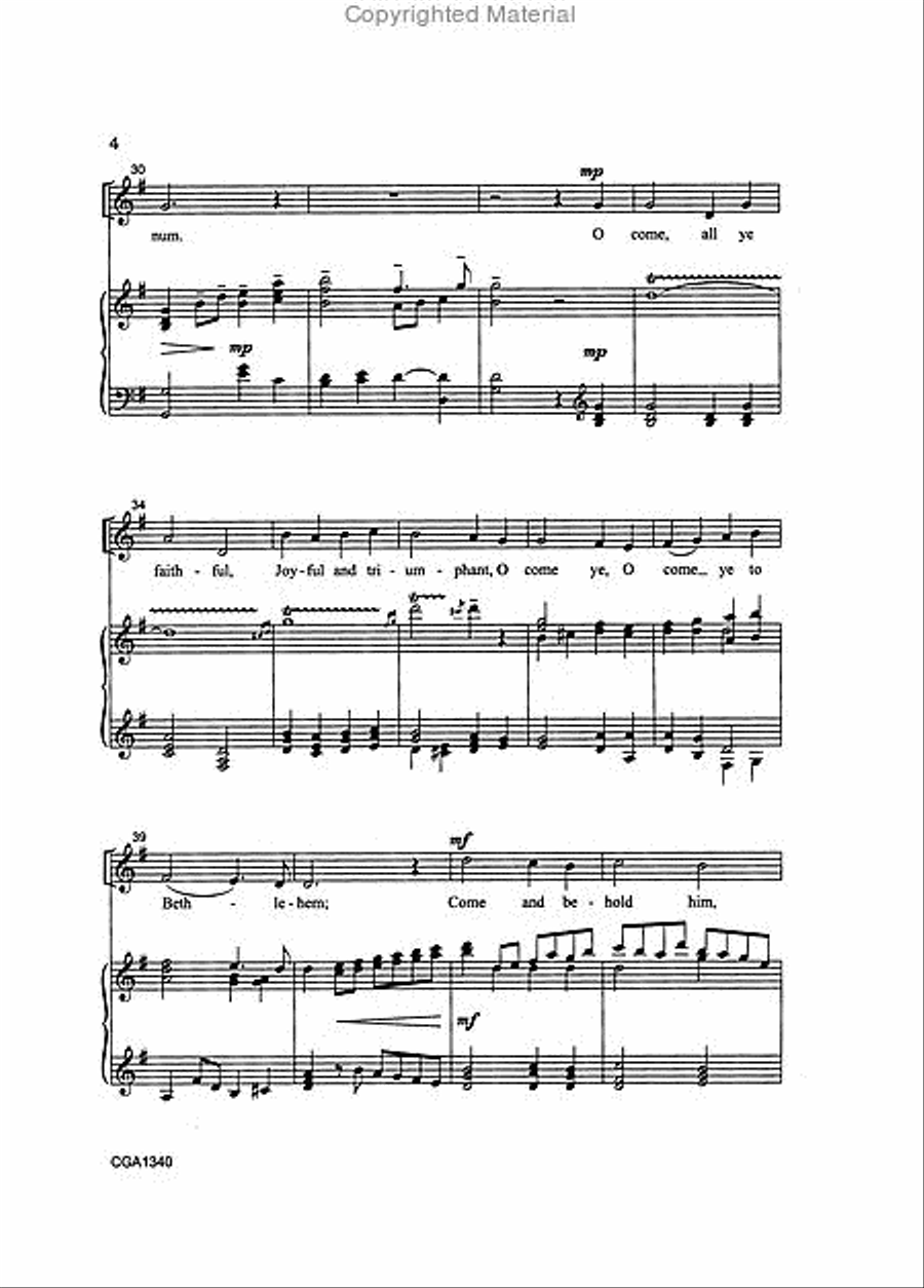 O Come, All Ye Faithful Unison Choir scores gallery preview page 4