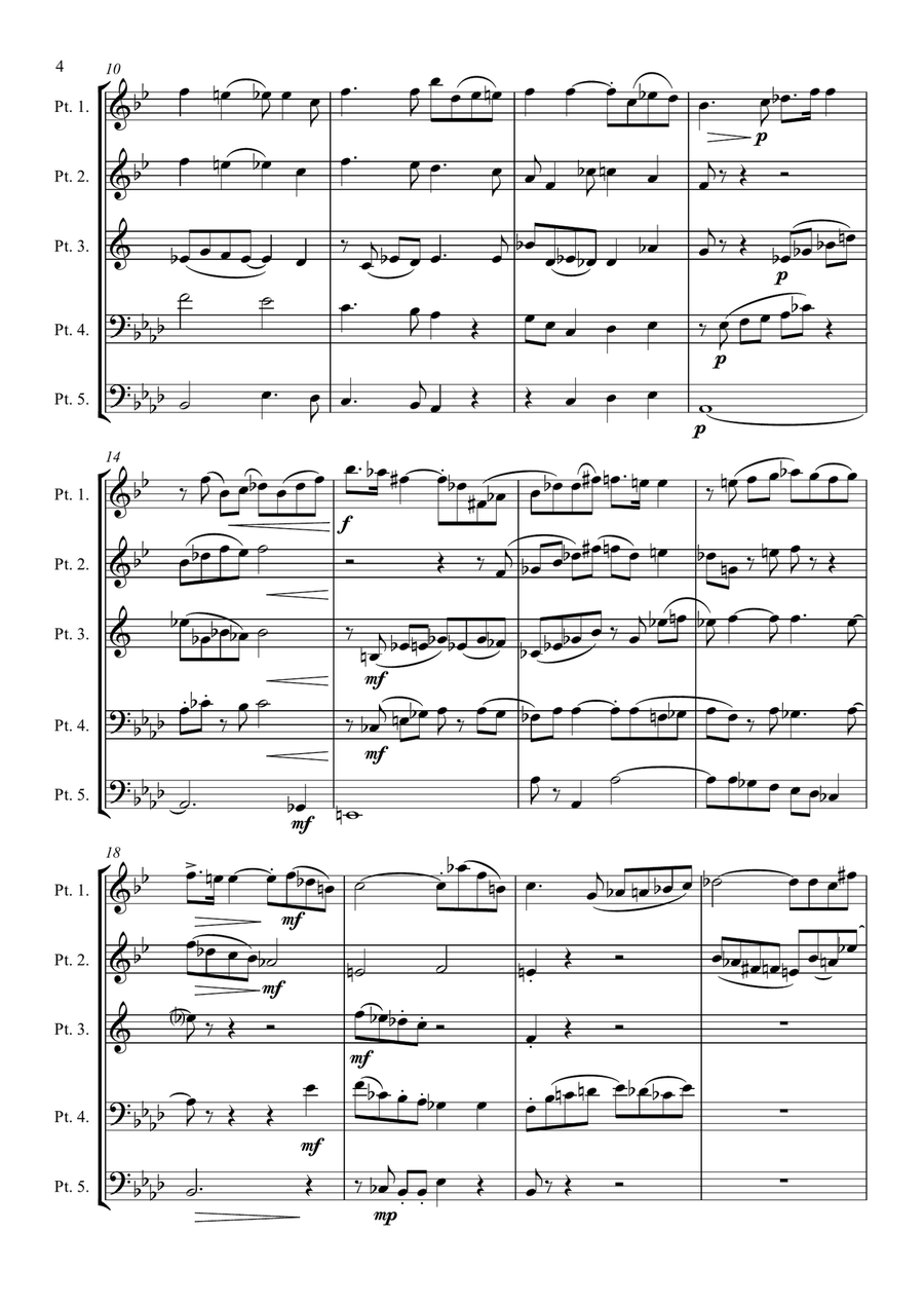 Brass Quintet - Mendelssohn - Hear My Prayer - O, For the Wings of a Dove Brass Quintet scores gallery preview page 4
