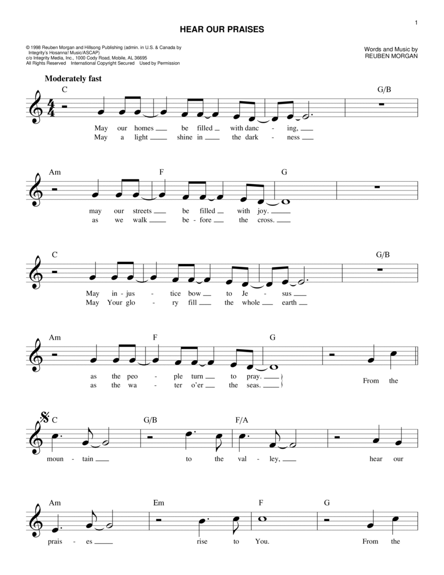 Hear Our Praises Piano scores gallery preview page 1