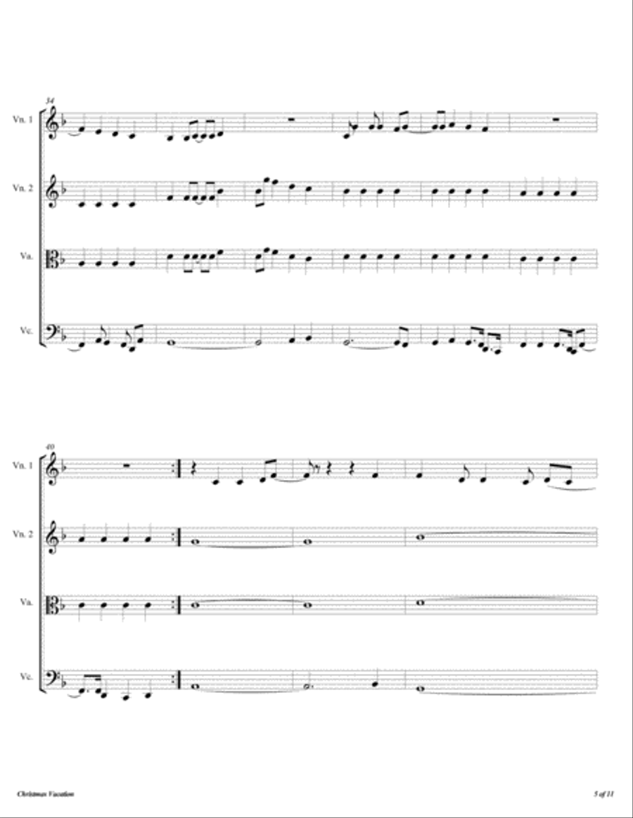 Christmas Vacation Christmas Vacation String Quartet scores gallery preview page 6