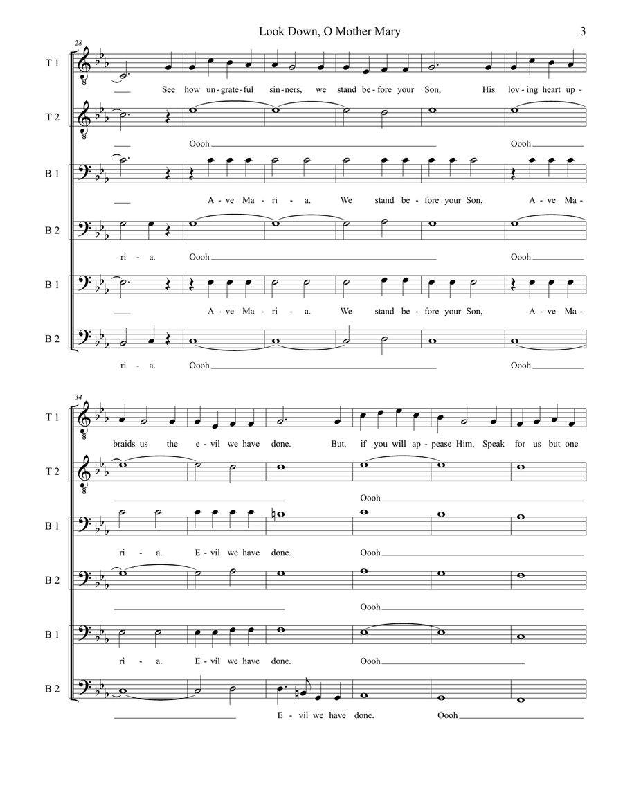 Look Down, O Mother Mary (TTBB) TTBB scores gallery preview page 3