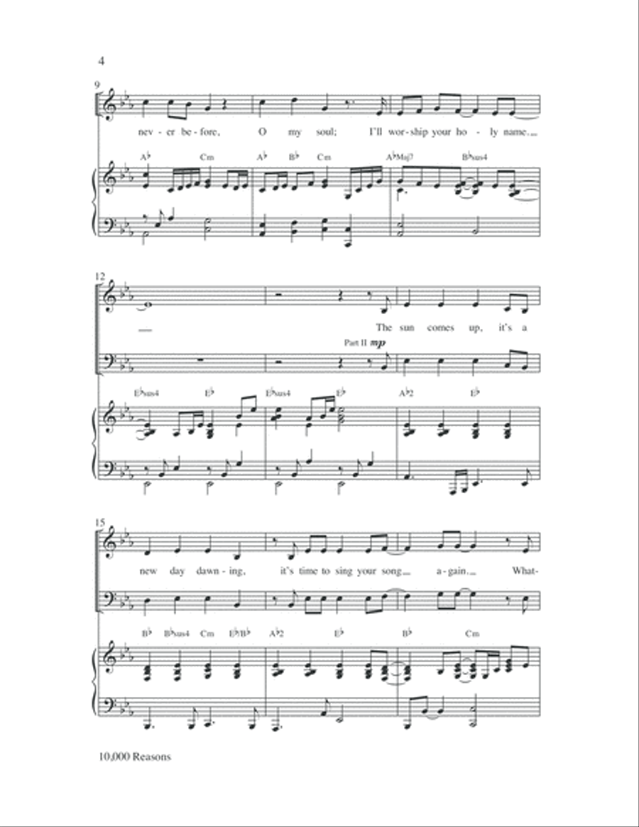 10,000 Reasons (Bless the Lord) 2-Part scores gallery preview page 4