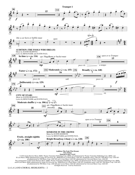 La La Land: Choral Highlights (arr. Mark Brymer) - Trumpet 1