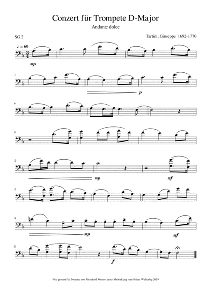 5 Pieces Tartini, Giuseppe Trombone Solo Posaune Soli Stück Stücke Piece Pieces Trombón harsona