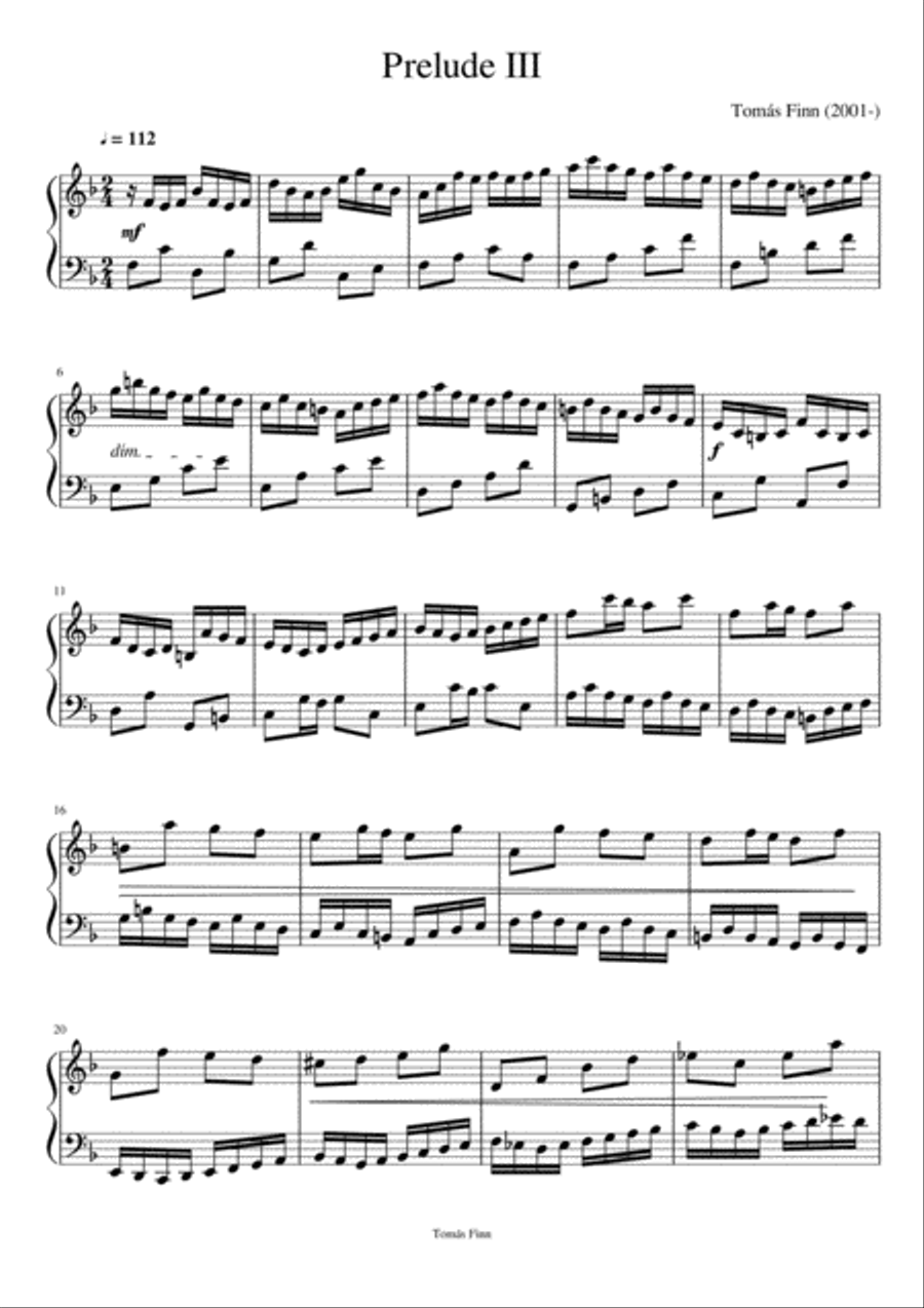 Prelude III Piano Solo scores gallery preview page 1