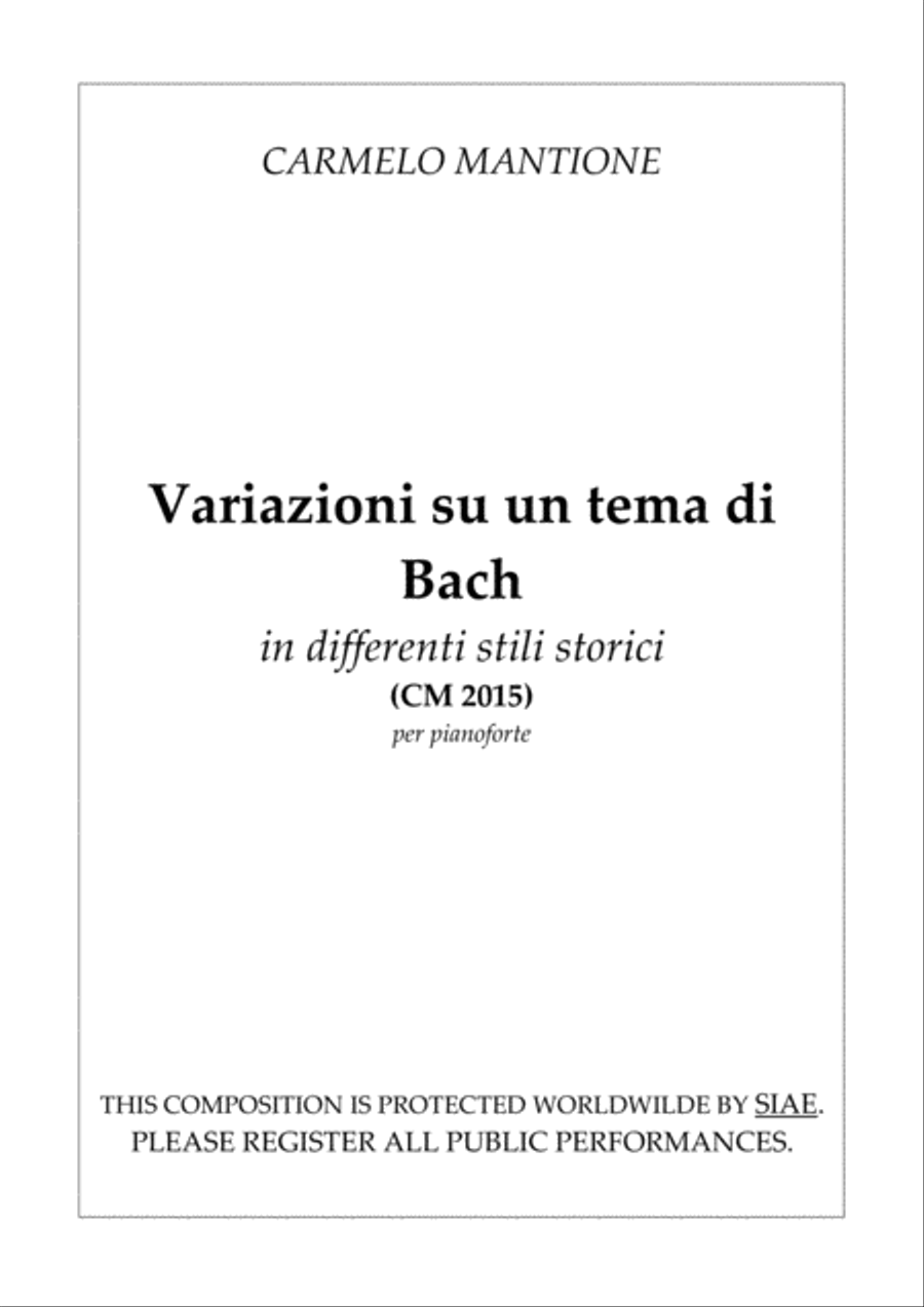 Variazioni su un tema di Bach in differenti stili storici (CM 2015) Small Ensemble scores gallery preview page 1
