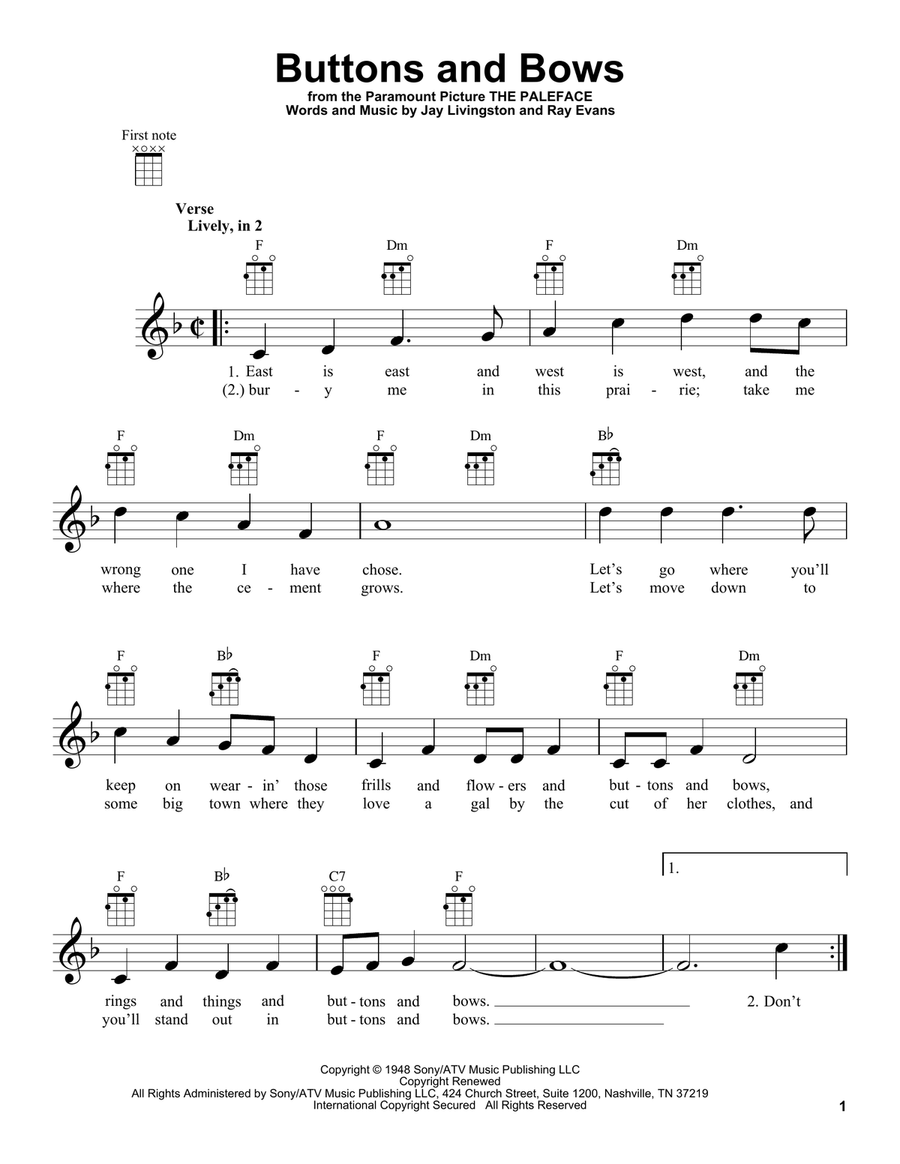 Buttons And Bows Ukulele scores gallery preview page 1