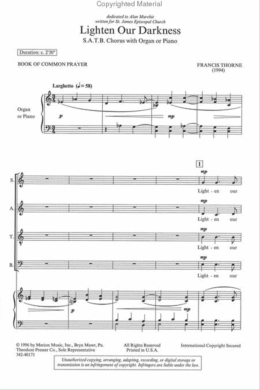 Lighten our Darkness Lighten our Darkness 4-Part scores gallery preview page 2