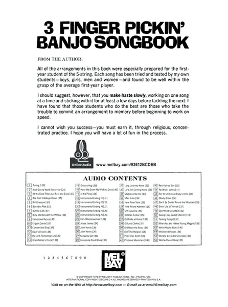 3 Finger Pickin' Banjo Songbook image number null
