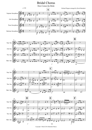Bridal Chorus "Here Comes The Bride" for Saxophone Quartet