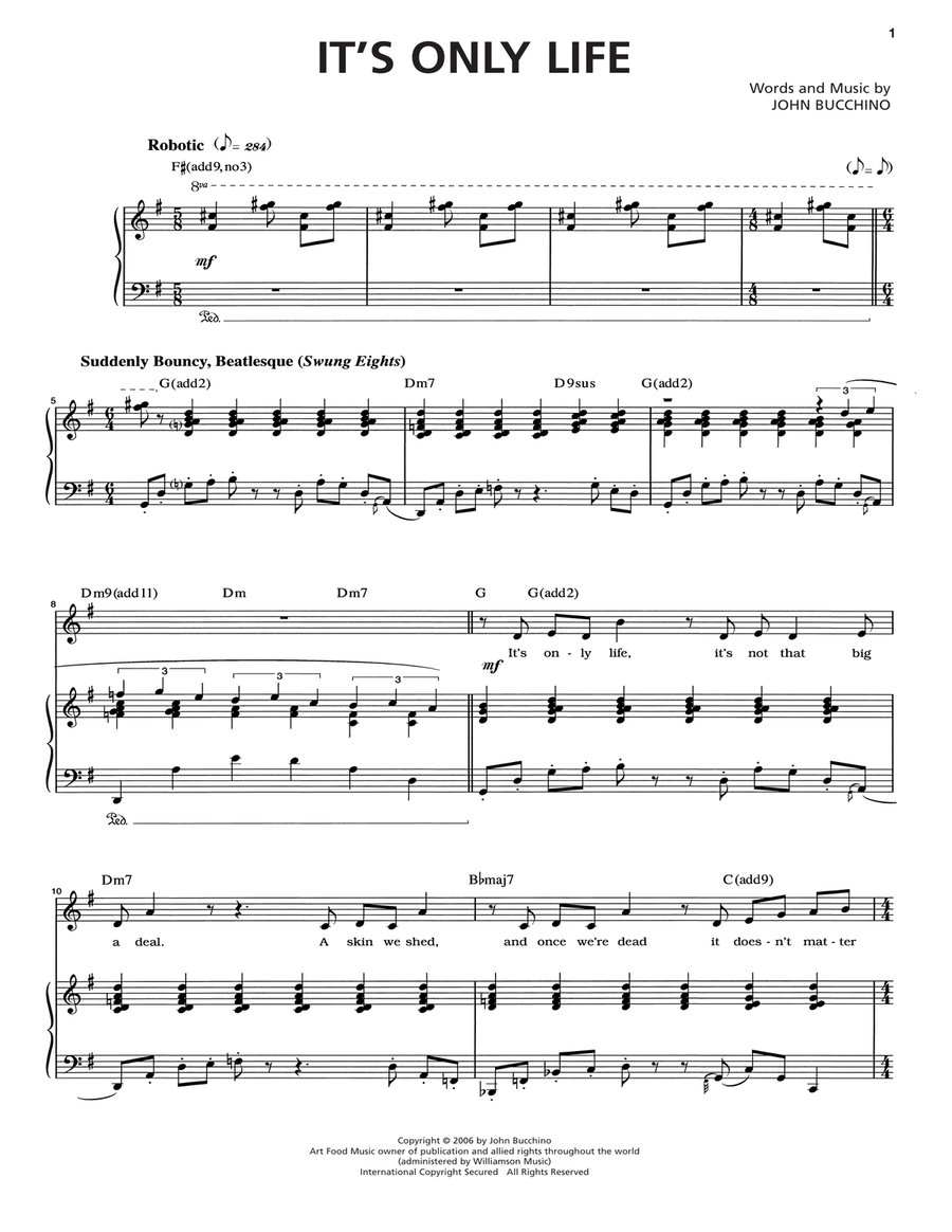 It's Only Life Piano, Vocal scores gallery preview page 1