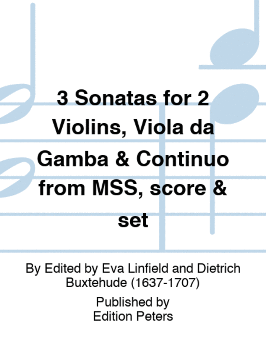 3 Sonatas for 2 Violins, Viola da Gamba & Continuo from MSS, score & set Viola scores gallery preview page 1