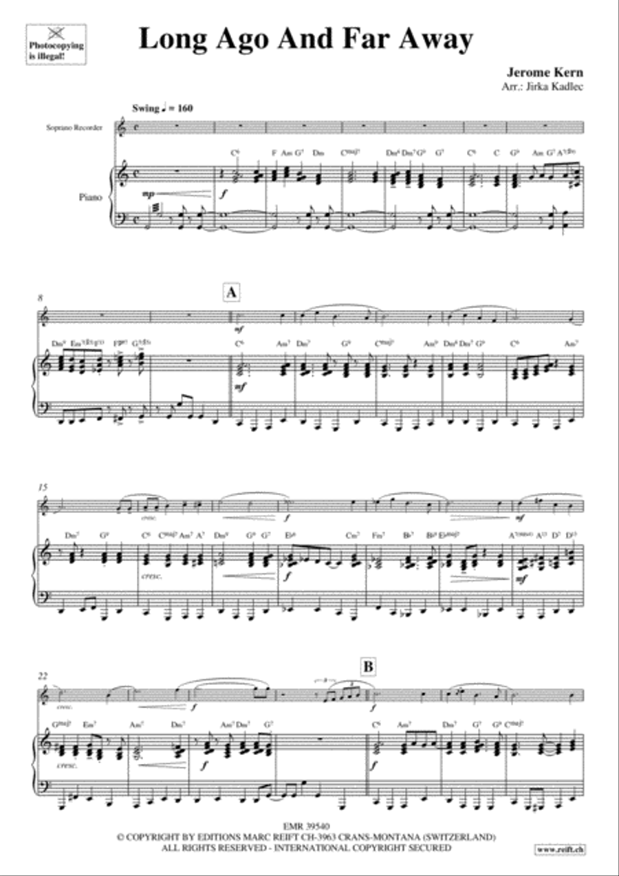 Long Ago And Far Away Soprano Recorder scores gallery preview page 3