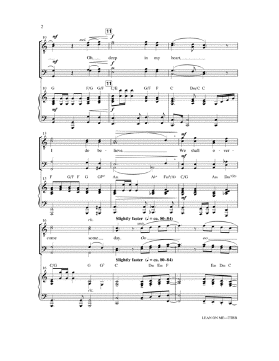 Lean On Me (with We Shall Overcome) TTBB scores gallery preview page 2