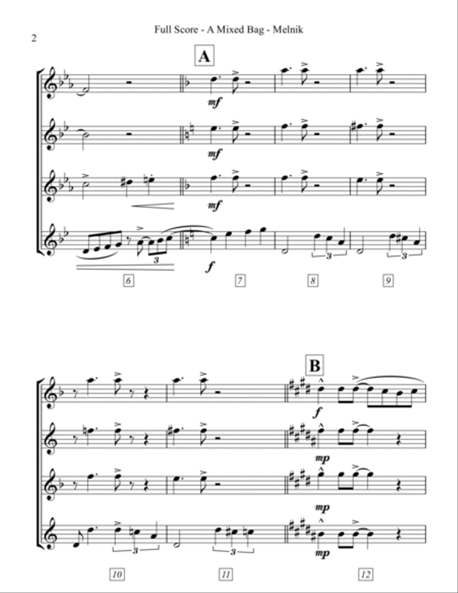 A Mixed Bag Saxophone Quartet scores gallery preview page 2