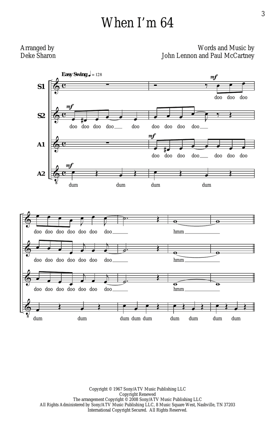 When I'm Sixty-Four SSA scores gallery preview page 1