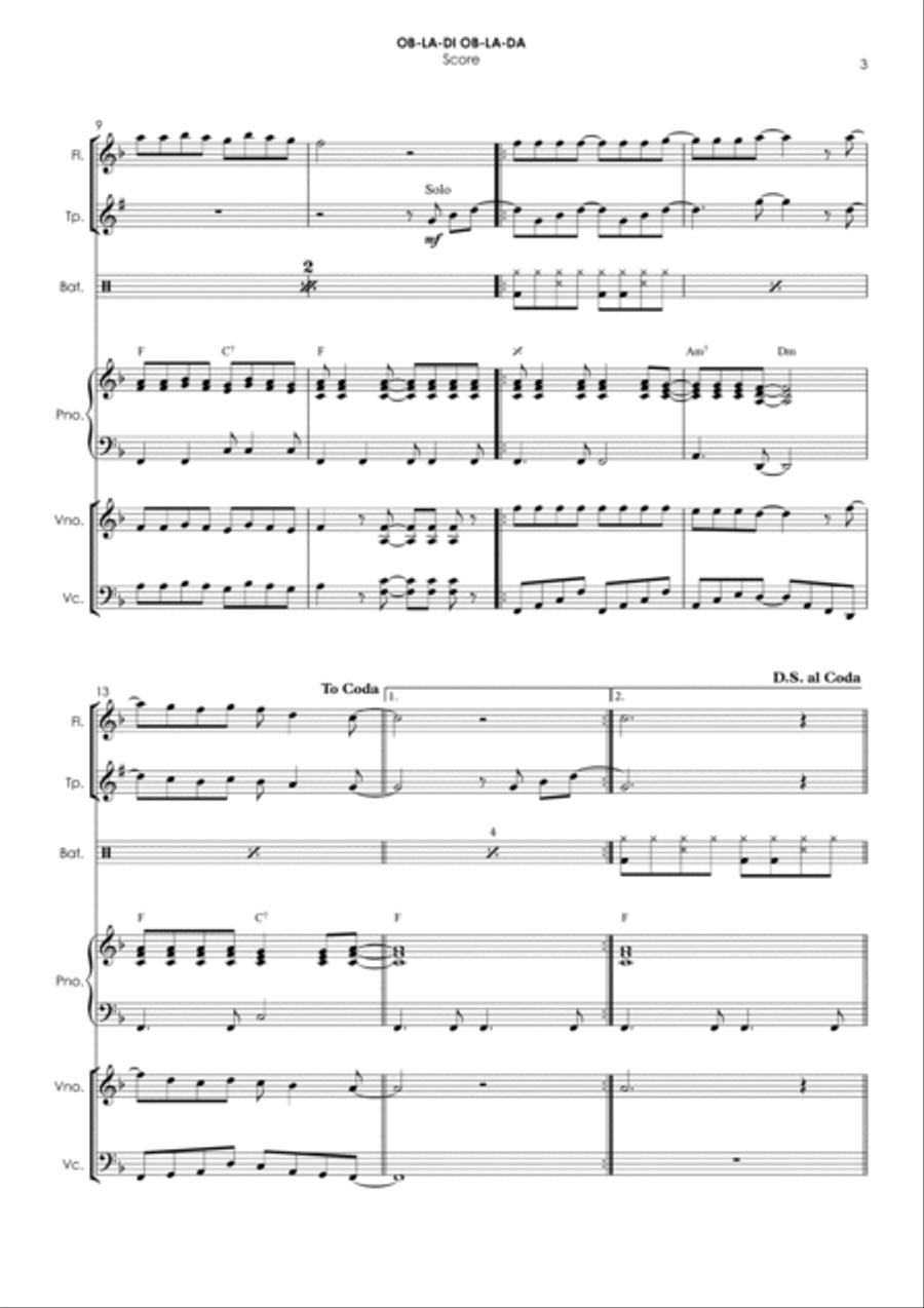 Ob-la-di, Ob-la-da Small Ensemble scores gallery preview page 3