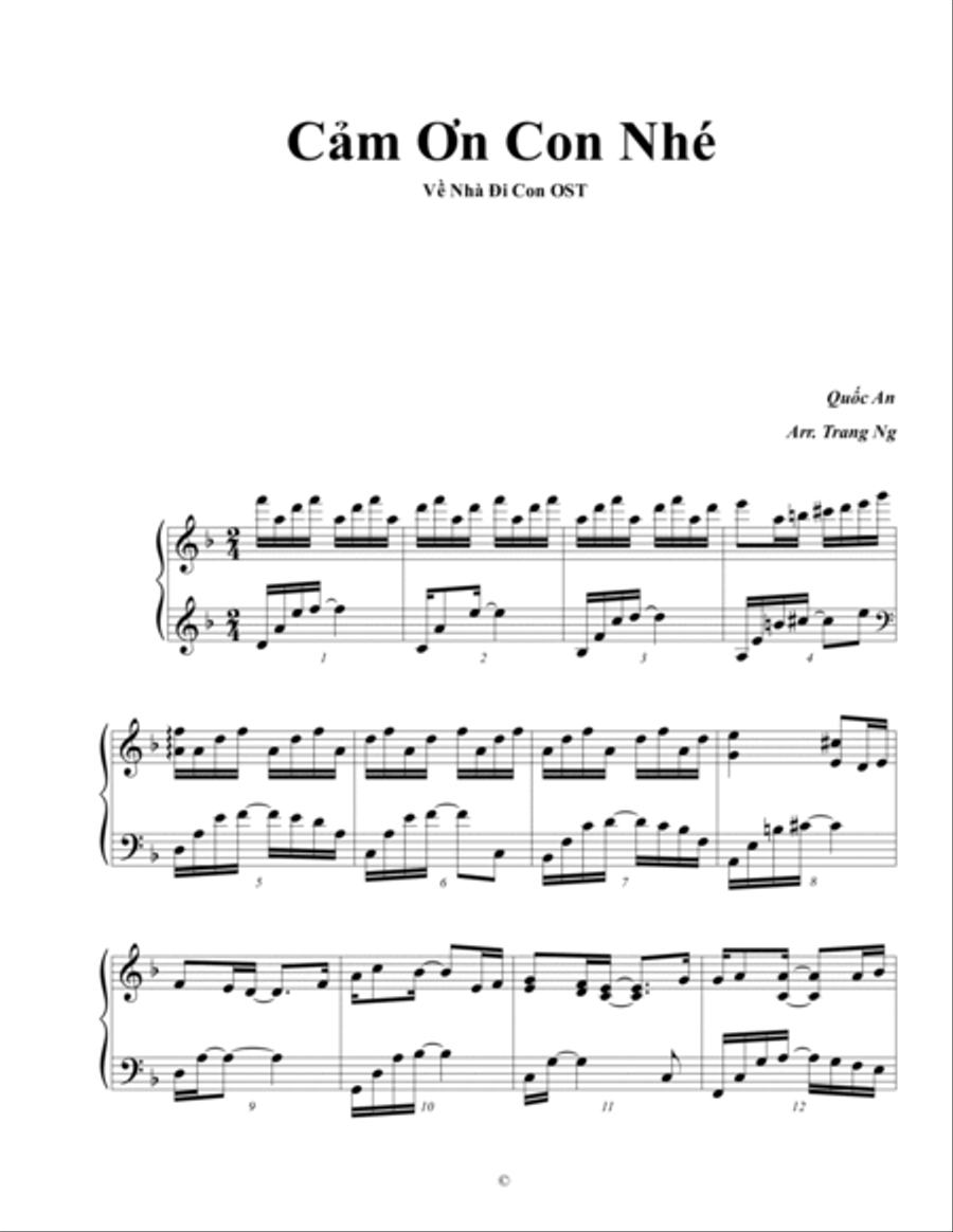 Thanks Baby Piano (Về nhà đi con OST) Piano Solo scores gallery preview page 1
