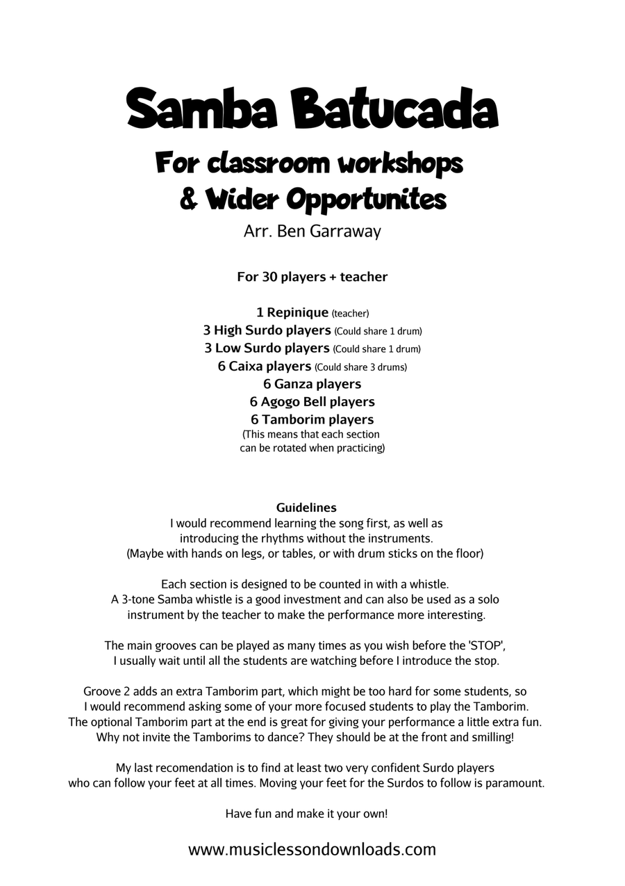 Samba Batucada - Classroom Workshop Unison Choir scores gallery preview page 1