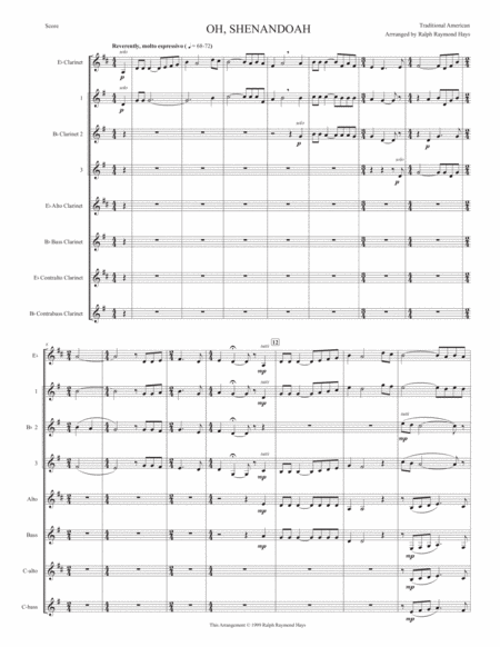 Shenandoah (for clarinet choir) image number null