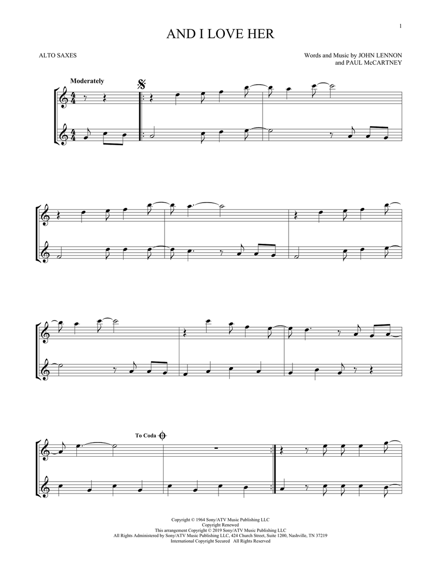 And I Love Her Woodwind Duet scores gallery preview page 1