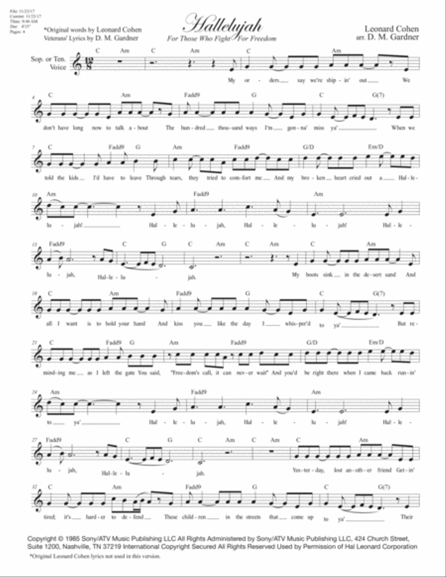 Hallelujah Guitar scores gallery preview page 3