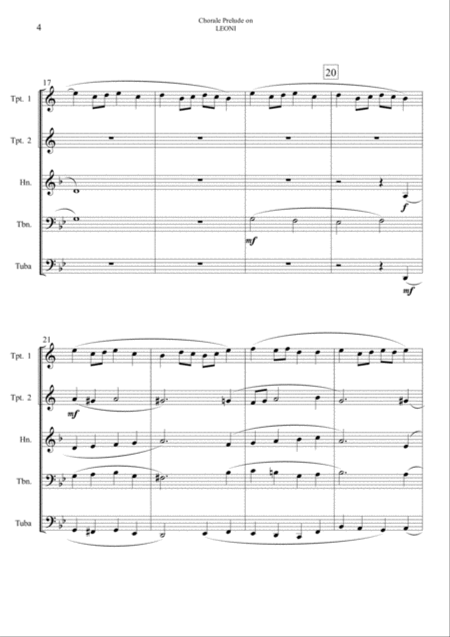 Chorale Prelude on Leoni - Brass Quintet Brass Quintet scores gallery preview page 4