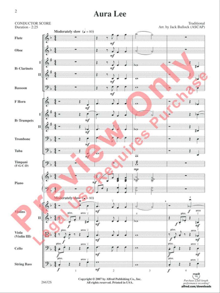Aura Lee Aura Lee Full Orchestra scores gallery preview page 3