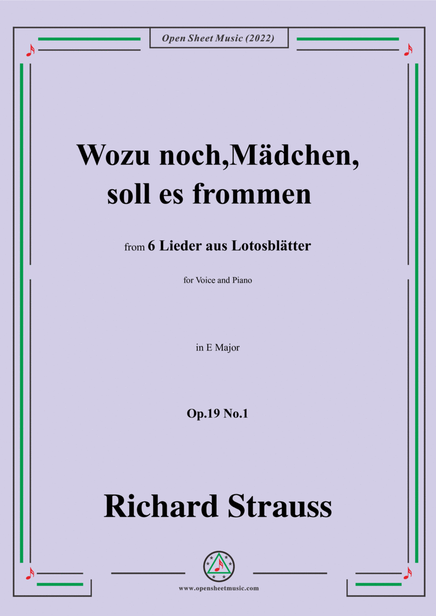 Richard Strauss-Wozu noch,Mädchen,soll es frommen,in E Major Voice scores gallery preview page 1