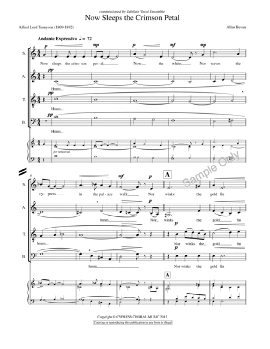 Now Sleeps The Crimson Petal 4-Part scores gallery preview page 2