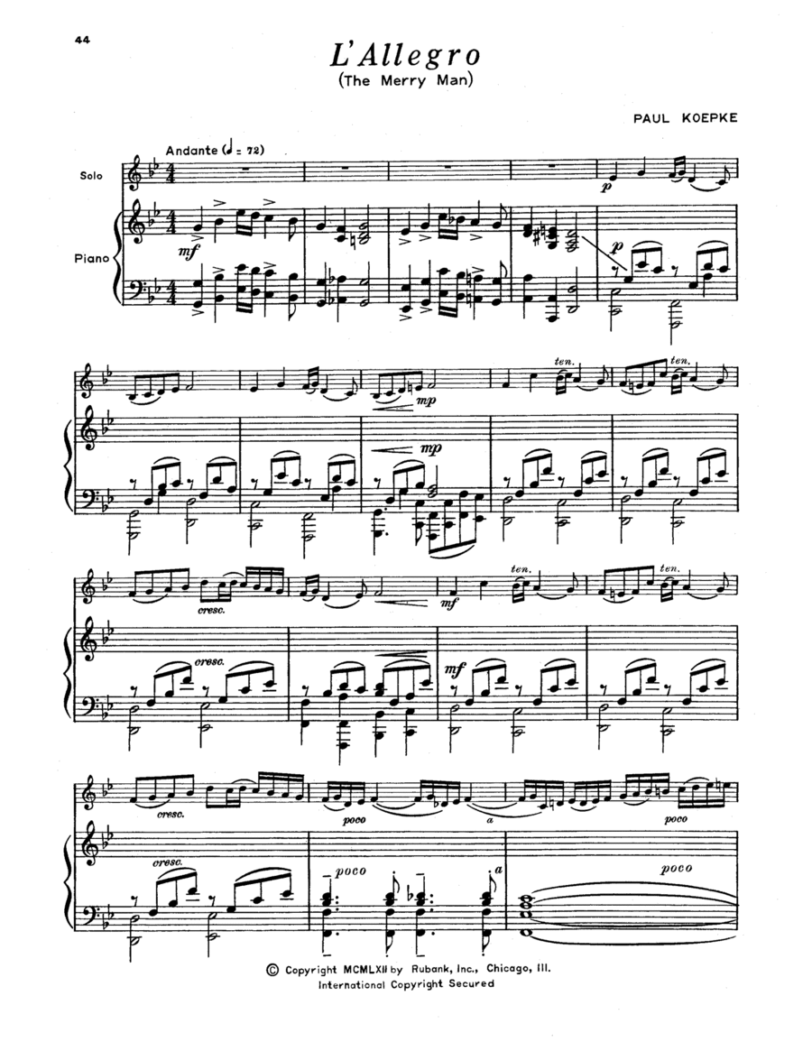 L'allegro Cornet scores gallery preview page 1