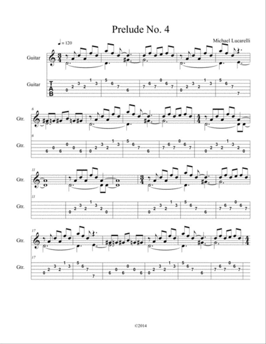 Prelude no. 4 Electric Guitar scores gallery preview page 1