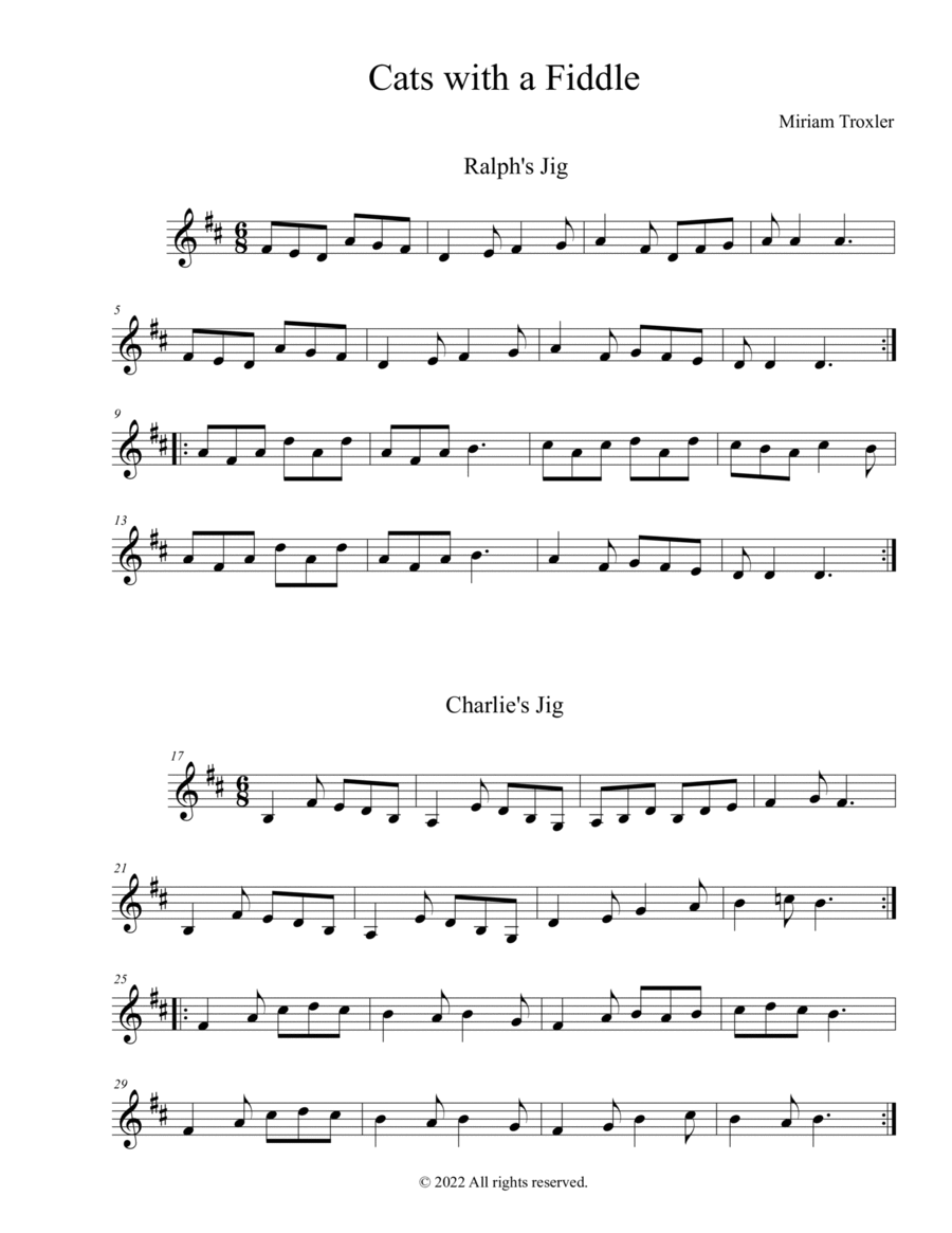 Cats with a Fiddle for Violin Violin Solo scores gallery preview page 1