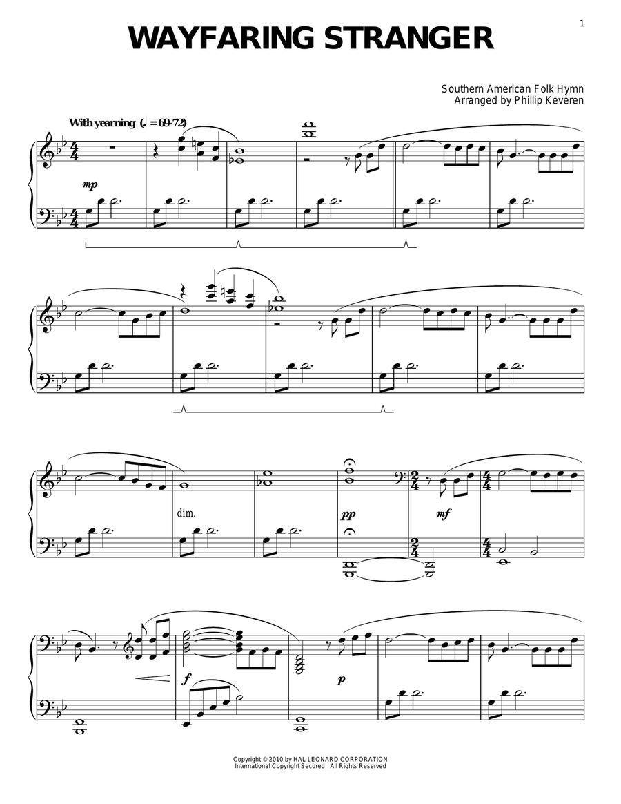 Wayfaring Stranger (arr. Phillip Keveren) Piano Solo scores gallery preview page 1