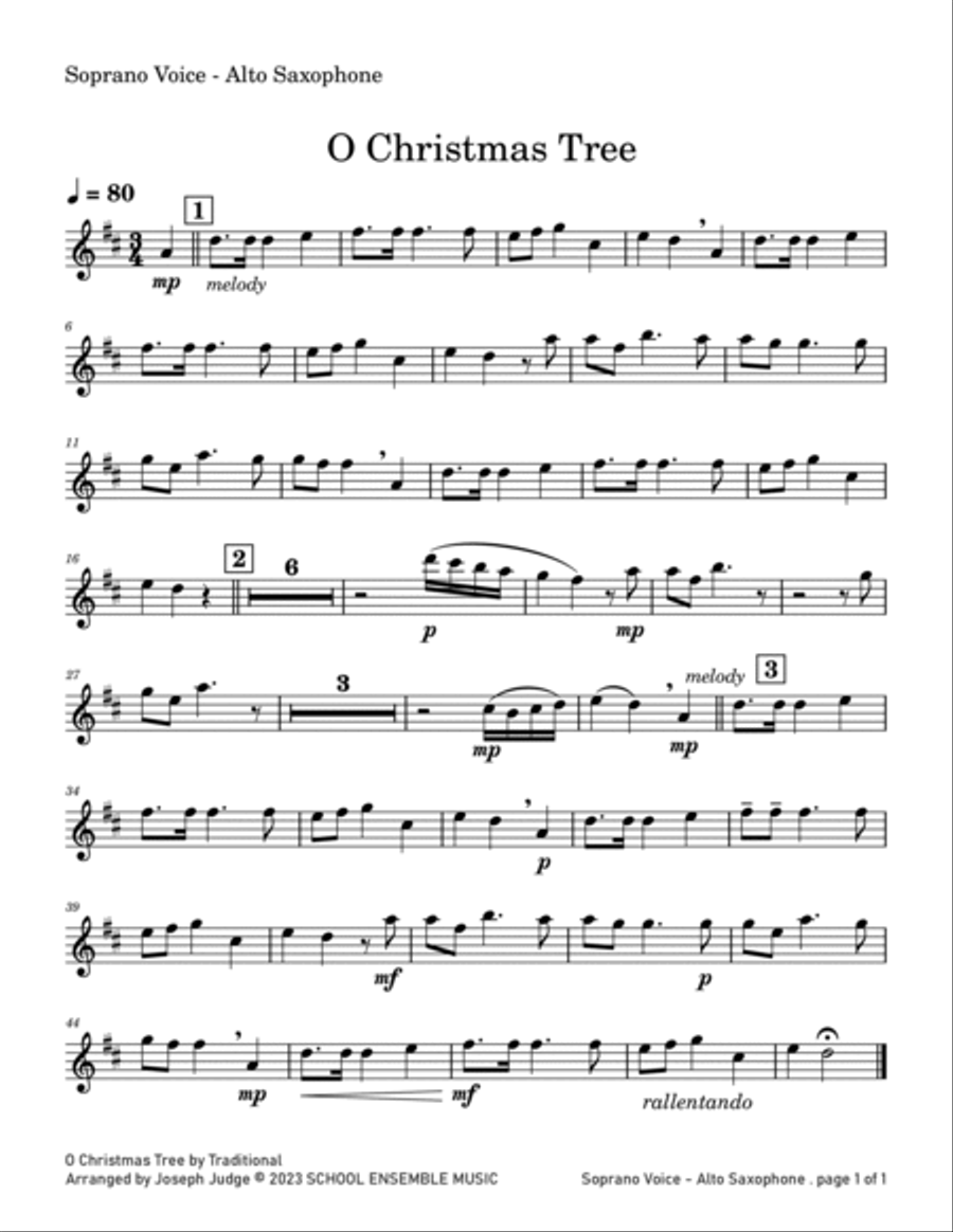 O Christmas Tree for Saxophone Quartet in Schools Saxophone Quartet scores gallery preview page 4