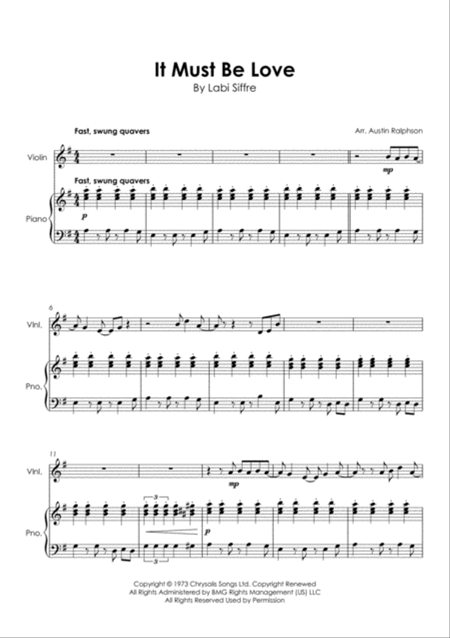 It Must Be Love Violin Solo scores gallery preview page 3